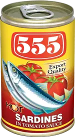555 SARDINES IN TOMATO SAUCE (HOT) 155G X 100