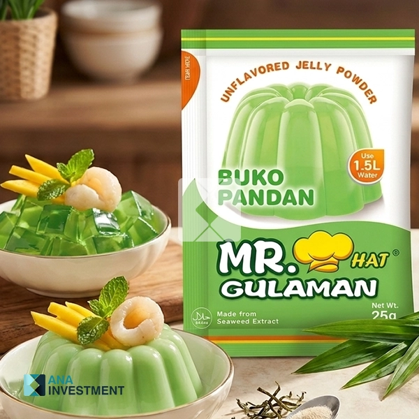 MR. GULAMAN FLAVORED JELLY POWDER BUKO PANDAN 25G X 100