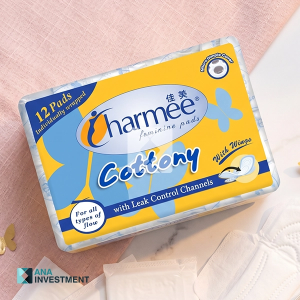 CHARMEE SANITARY NAPKIN ALL FLOW WITH WINGS 24X12'S