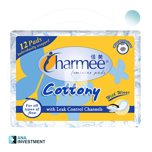 CHARMEE SANITARY NAPKIN ALL FLOW WITH WINGS 24X12'S