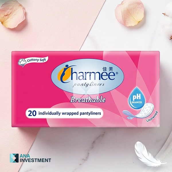 CHARMEE PANTYLINER BREATHABLE UNSCENTED (PINK) 24 X 20'S 