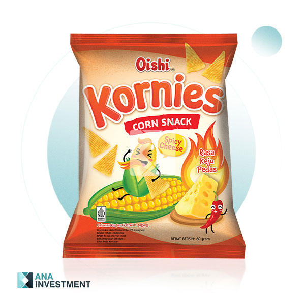 OISHI KORNIES SPICY CHEESE FLAVOR 60G X 24