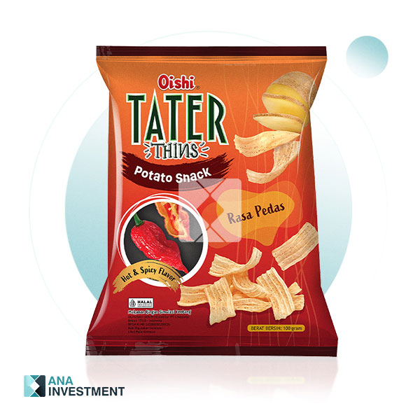 OISHI TATER THINS HOT & SPICY FLAVOR 100G  X 12