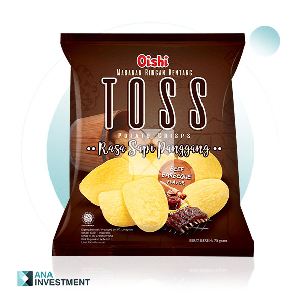 OISHI TOSS POTATO CRISPS BEEF BARBEQUE FLAVOR 75G X 24