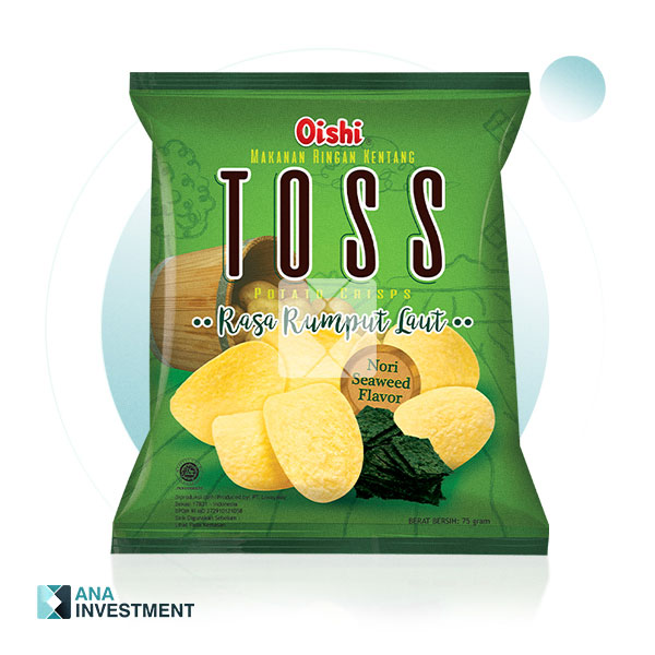 OISHI TOSS POTATO CRISPS NORI SEAWEED FLAVOR 75G X 24