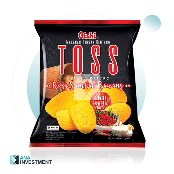 OISHI TOSS POTATO CRISPS CHILI GARLIC FLAVOR 75G X 24