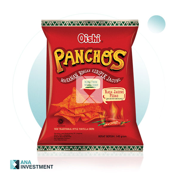 OISHI PANCHOS HOT & SPICY CORN FLAVOR 140G X 16