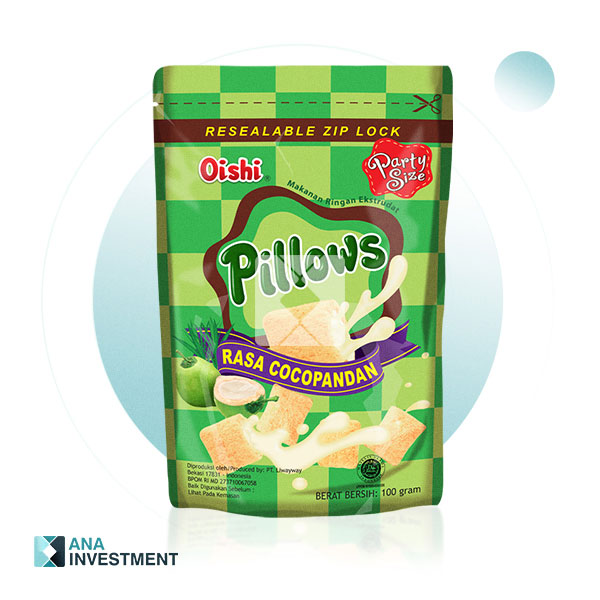 OISHI PILLOWS COCOPANDAN FLAVOR 100G X 20