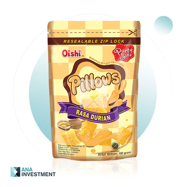 OISHI PILLOWS DURIAN FLAVOR 100G X 20
