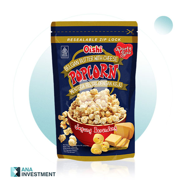 OISHI POPCORN BELGIAN BUTTER WITH CHEESE FLAVOR 100G X 20